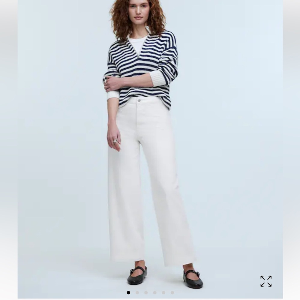 NWT Madewell The Curvy Emmett Wide Leg Jean Welt Pocket Edition 25 Tile White